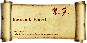 Neumark Fanni névjegykártya